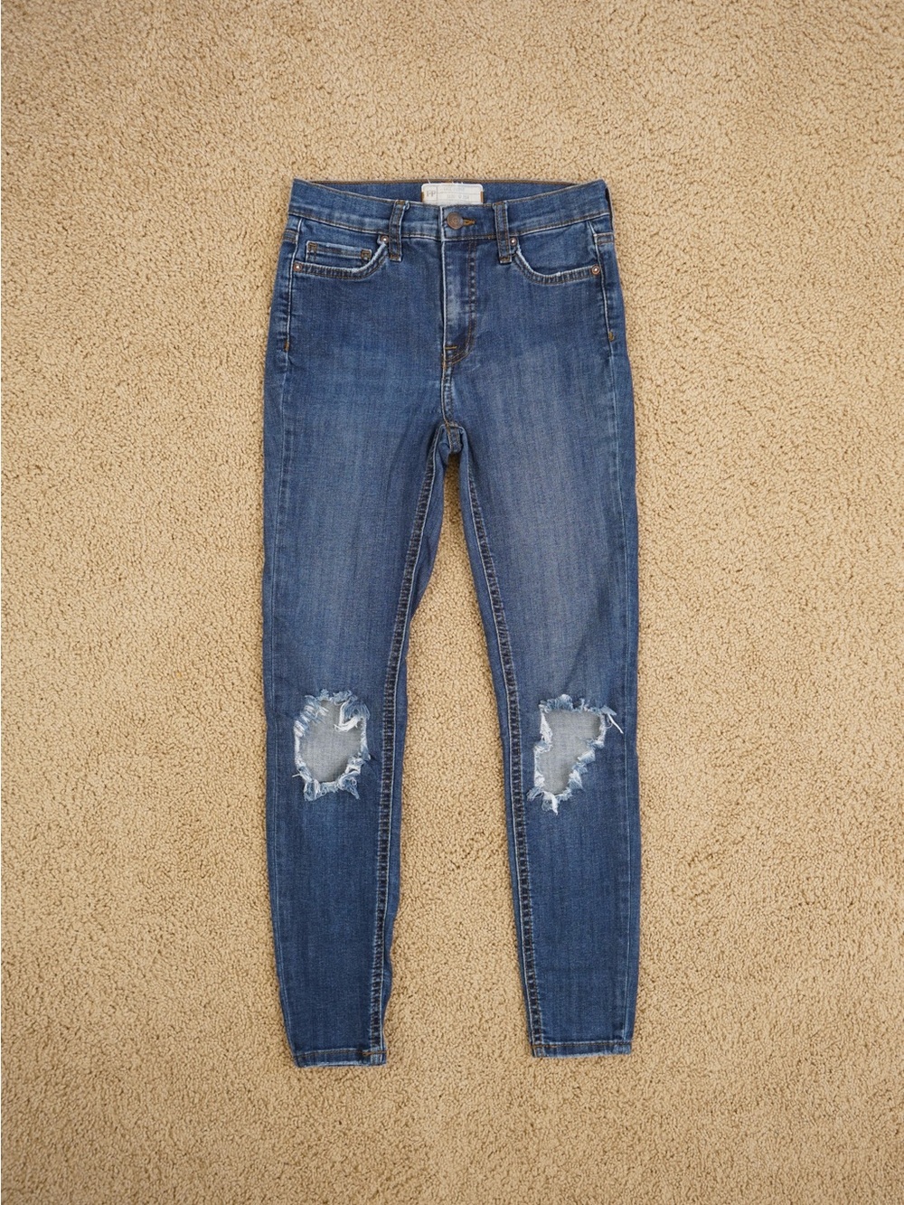 Free People Dark Blue Distressed Skinny Jeans Size W 25R